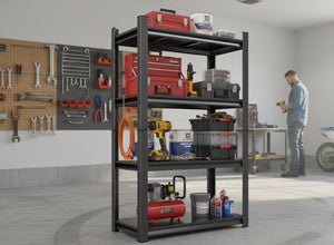 English Elm 63-Inch Heavy Duty Metal Shelving Unit 1200 Lb Capacity Adjustable 4-Tier Garage Rack W1831P519470
