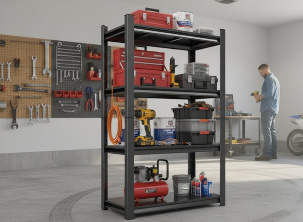 English Elm 63-Inch Heavy Duty Metal Shelving Unit 1200 Lb Capacity Adjustable 4-Tier Garage Rack W1831P519470