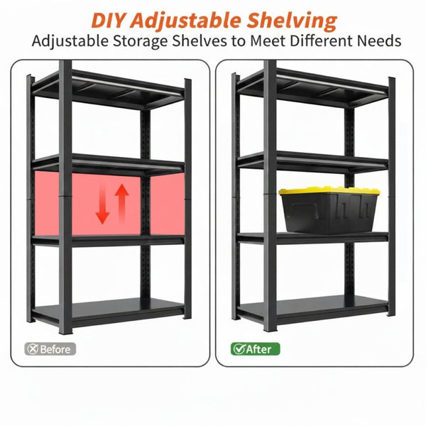 English Elm 63-Inch Heavy Duty Metal Shelving Unit 1200 Lb Capacity Adjustable 4-Tier Garage Rack W1831P519470