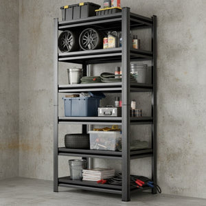 English Elm 6-Tier Powder-Coated Steel Garage Shelving Unit with Adjustable Snap-Lock Frame 82 In W1831P526075