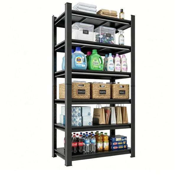 English Elm 6-Tier Powder-Coated Steel Garage Shelving Unit with Adjustable Snap-Lock Frame 82 In W1831P526075