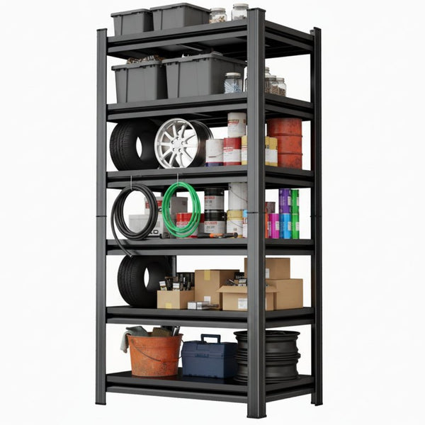 English Elm 6-Tier Powder-Coated Steel Garage Shelving Unit with Adjustable Snap-Lock Frame 82 In W1831P526075
