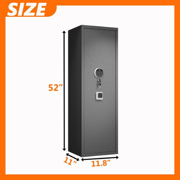English Elm 52 Inch Biometric Rifle Safe with Steel Body Keypad Alarm and Adjustable Gun Racks W1831P529969