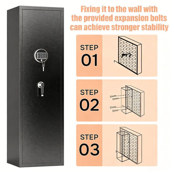 English Elm 57" Steel Gun Safe with Digital Keypad Fits Rifles Handguns Pre-assembled Floor Cabinet W1831P536954