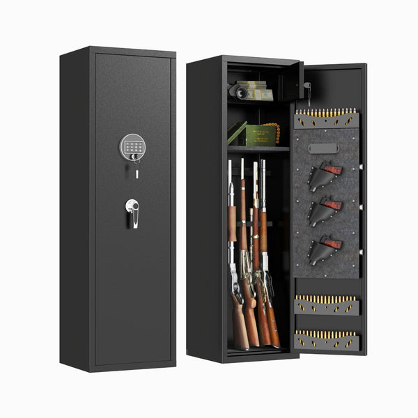 English Elm 57" Steel Gun Safe with Digital Keypad Fits Rifles Handguns Pre-assembled Floor Cabinet W1831P536954