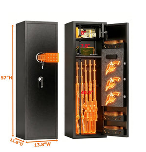 English Elm 57" Steel Gun Safe with Digital Keypad Fits Rifles Handguns Pre-assembled Floor Cabinet W1831P536954