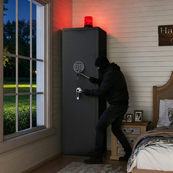 English Elm 57" Steel Gun Safe with Digital Keypad Fits Rifles Handguns Pre-assembled Floor Cabinet W1831P536954