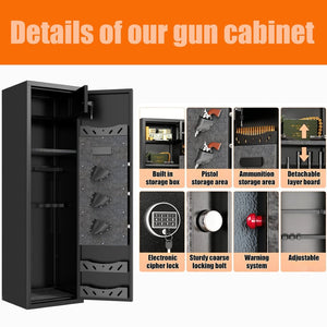 English Elm 57" Steel Gun Safe with Digital Keypad Fits Rifles Handguns Pre-assembled Floor Cabinet W1831P536954