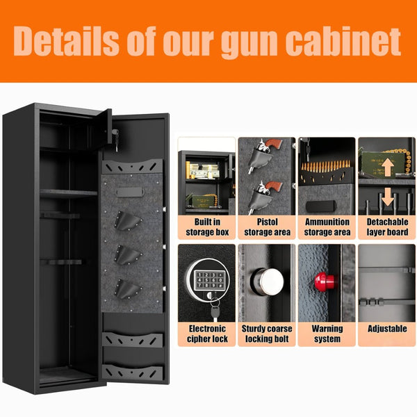 English Elm 57" Steel Gun Safe with Digital Keypad Fits Rifles Handguns Pre-assembled Floor Cabinet W1831P536954