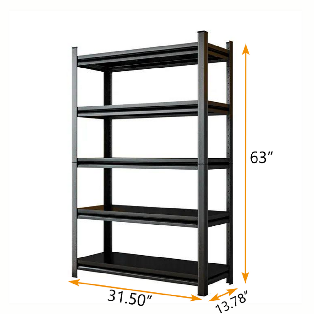 English Elm 5-tier Cold-rolled Steel Shelving Unit Industrial Powder-coated Rack with Adjustable Levels W1831P539019