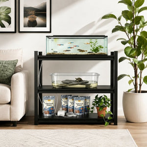 English Elm 3-Tier Steel Shelving Rack with Adjustable Crossbars for Reptile Tanks and Heavy Storage W1831P540163