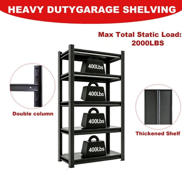 English Elm 5-Tier Steel Shelving Unit 2000 Lb Capacity Powder Coated Garage Storage Rack W1831P554229
