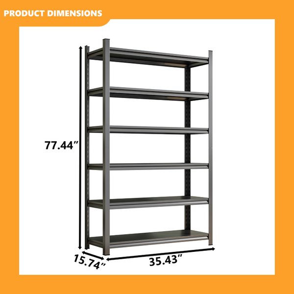 English Elm 6‑Tier Cold-Rolled Steel Shelving Unit Heavy Duty Garage Basement Warehouse Rack W1831P556751