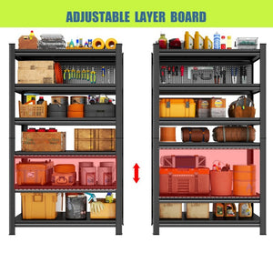 English Elm 6‑Tier Cold-Rolled Steel Shelving Unit Heavy Duty Garage Basement Warehouse Rack W1831P556751