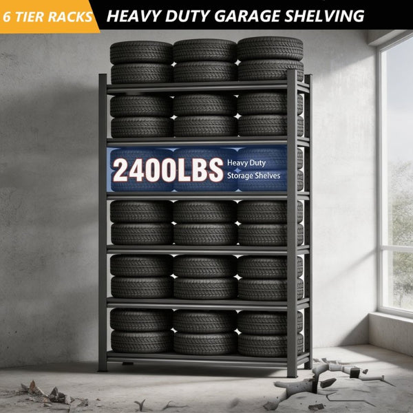 English Elm 6‑Tier Cold-Rolled Steel Shelving Unit Heavy Duty Garage Basement Warehouse Rack W1831P556751
