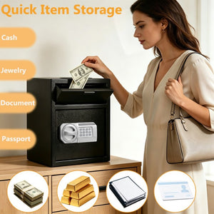 English Elm Commercial Steel Drop Slot Safe with Digital Keypad Anti-Theft Alarm for Office Use W1831P563144