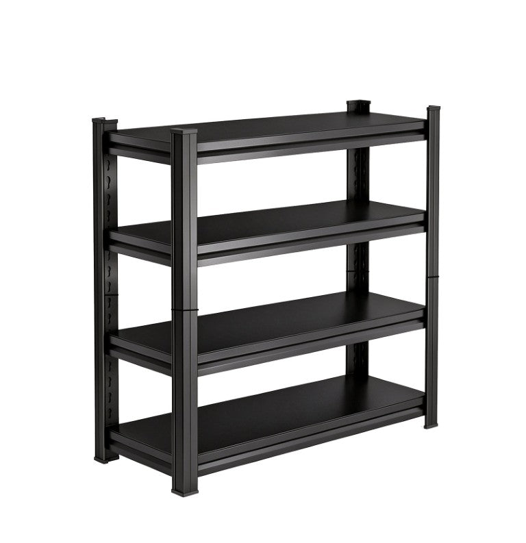 English Elm 4-Tier Black Steel Shelving Unit with Adjustable Heights for Garage and Office W1831P601856