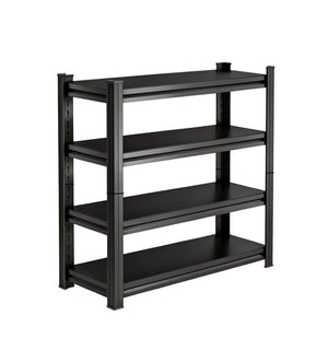 English Elm 4-Tier Black Steel Shelving Unit with Adjustable Heights for Garage and Office W1831P601856