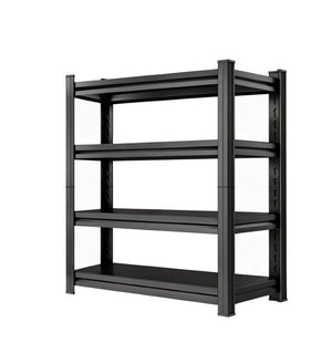 English Elm 4-Tier Black Steel Shelving Unit with Adjustable Heights for Garage and Office W1831P601856