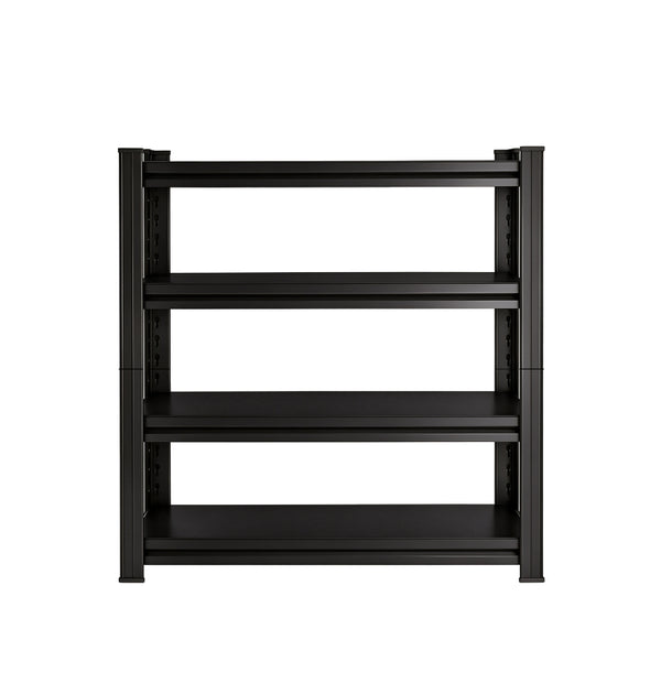 English Elm 4-Tier Black Steel Shelving Unit with Adjustable Heights for Garage and Office W1831P601856