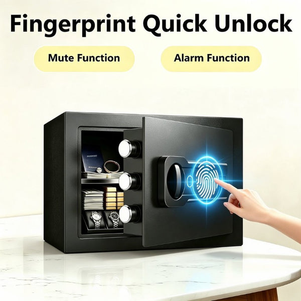 English Elm 1.2 Cu Ft Steel Home Safe with Biometric Fingerprint Access and Anti-Pry Bolts W1831P604703