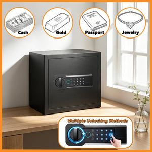 English Elm 1.2 Cu Ft Steel Home Safe with Biometric Fingerprint Access and Anti-Pry Bolts W1831P604703