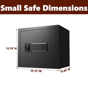 English Elm 1.2 Cu Ft Steel Home Safe with Biometric Fingerprint Access and Anti-Pry Bolts W1831P604703