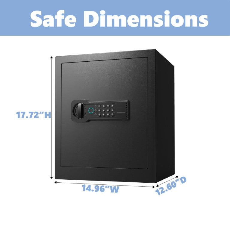 English Elm Home Steel Security Safe with Fingerprint Scanner Keypad Alarm and Silent Mode W1831P608331