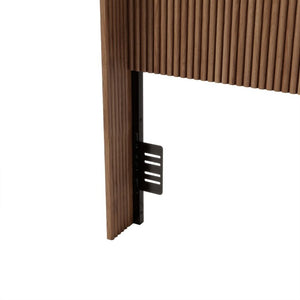 English Elm Walnut Fluted Wood Headboard Freestanding Mid Century Modern Design for Queen Full Twin W1858P412236