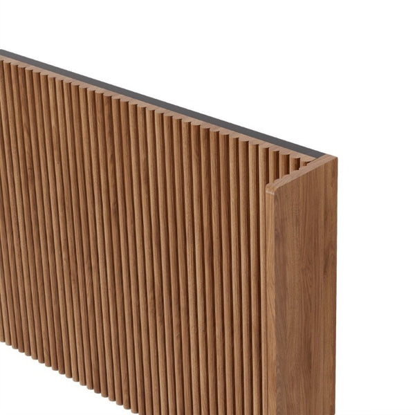 English Elm Walnut Fluted Wood Headboard Freestanding Mid Century Modern Design for Queen Full Twin W1858P412236