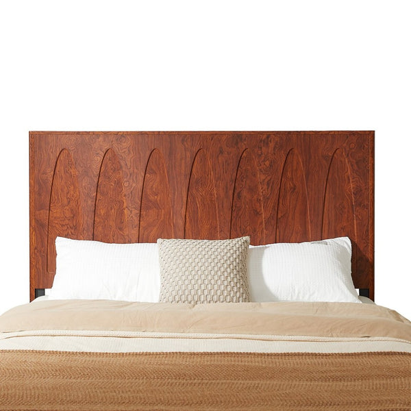 English Elm [brand] Queen Platform Bed Solid Wood Japandi Curved Headboard with Side Storage Drawers Natural Wood W1858S00011
