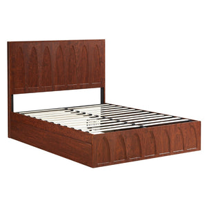 English Elm [brand] Queen Platform Bed Solid Wood Japandi Curved Headboard with Side Storage Drawers Natural Wood W1858S00011