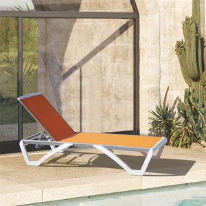 English Elm Adjustable Aluminum Outdoor Chaise Lounge Five Position Recliner for Pool and Patio Orange Aluminium 77 L x 22.8 W x 37.2 H W1859109593