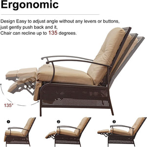 English Elm Patio Zero Gravity Recliner with Olefin Cushions Steel Frame Outdoor Lounge Chair W1859113292