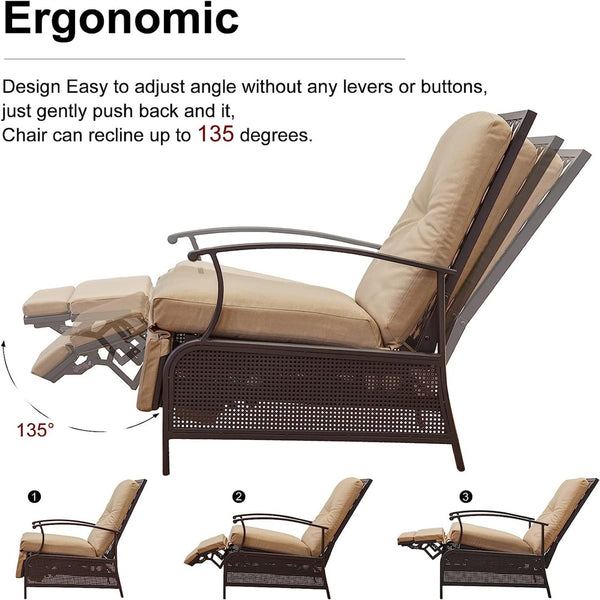 English Elm Patio Zero Gravity Recliner with Olefin Cushions Steel Frame Outdoor Lounge Chair W1859113292