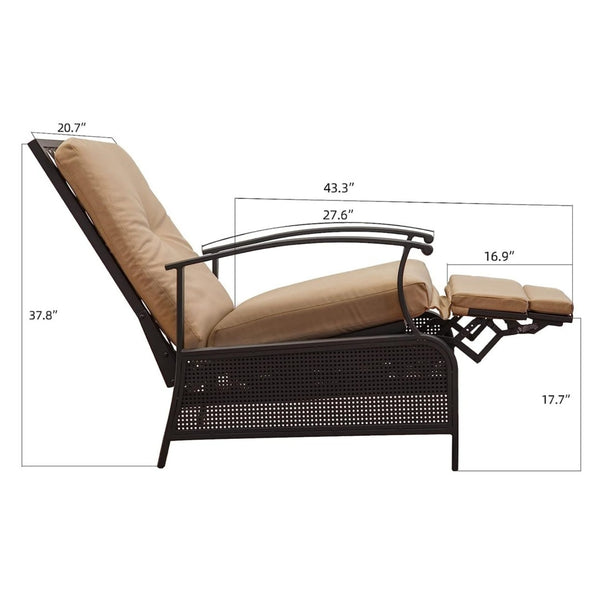 English Elm Patio Zero Gravity Recliner with Olefin Cushions Steel Frame Outdoor Lounge Chair W1859113292