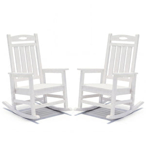 English Elm Outdoor Hdpe Rocking Chair Set Two Oversized Ergonomic Porch Rockers All Season White W1859P501262