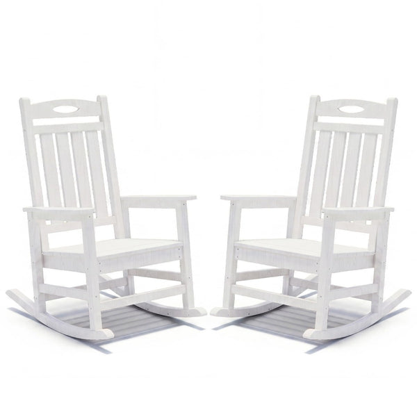 English Elm Outdoor Hdpe Rocking Chair Set Two Oversized Ergonomic Porch Rockers All Season White W1859P501262