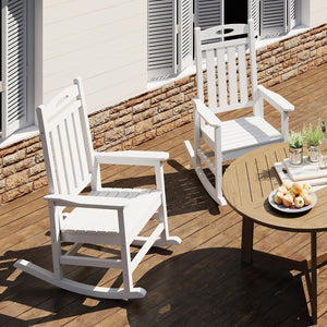 English Elm Outdoor Hdpe Rocking Chair Set Two Oversized Ergonomic Porch Rockers All Season White W1859P501262