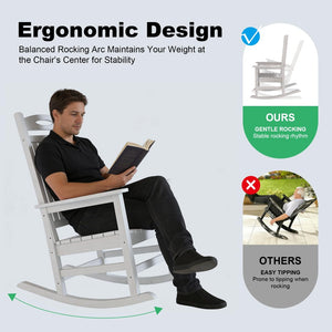English Elm Outdoor Hdpe Rocking Chair Set Two Oversized Ergonomic Porch Rockers All Season White W1859P501262