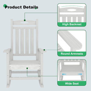 English Elm Outdoor Hdpe Rocking Chair Set Two Oversized Ergonomic Porch Rockers All Season White W1859P501262