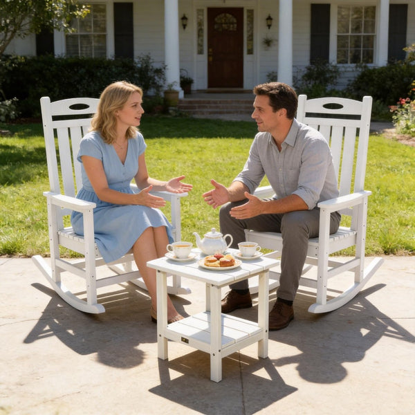 English Elm Outdoor Hdpe Rocking Chair Set Two Oversized Ergonomic Porch Rockers All Season White W1859P501262