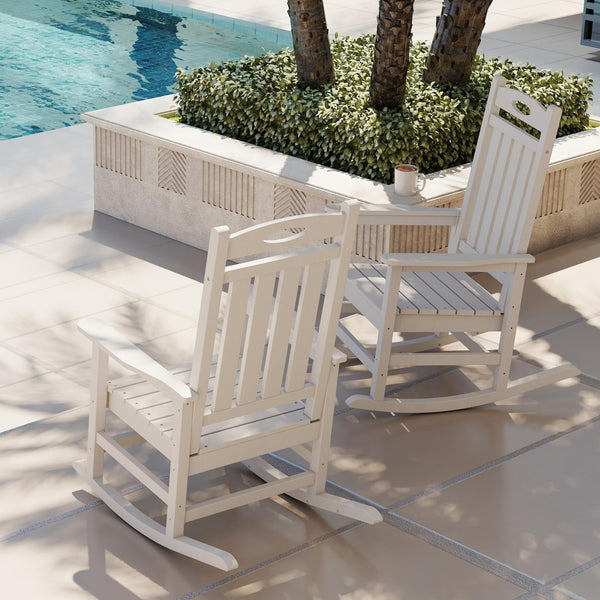 English Elm Outdoor Hdpe Rocking Chair Set Two Oversized Ergonomic Porch Rockers All Season White W1859P501262