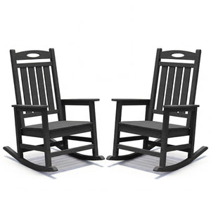 English Elm Outdoor Hdpe Rocking Chair Set Two Oversized Ergonomic Porch Rockers All Season Black W1859P501264