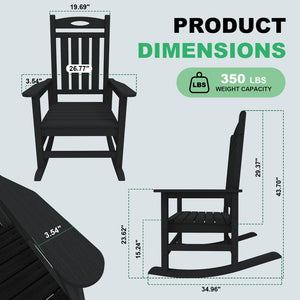 English Elm Outdoor Hdpe Rocking Chair Set Two Oversized Ergonomic Porch Rockers All Season Black W1859P501264