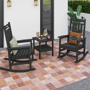 English Elm Outdoor Hdpe Rocking Chair Set Two Oversized Ergonomic Porch Rockers All Season Black W1859P501264