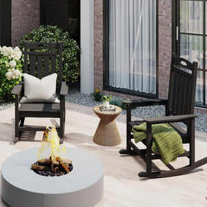English Elm Outdoor Hdpe Rocking Chair Set Two Oversized Ergonomic Porch Rockers All Season Black W1859P501264
