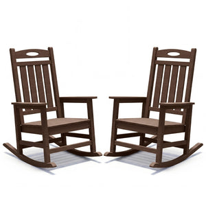 English Elm Outdoor Hdpe Rocking Chair Set Two Oversized Ergonomic Porch Rockers All Season Brown W1859P501266