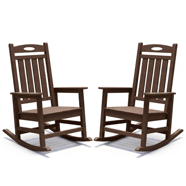 English Elm Outdoor Hdpe Rocking Chair Set Two Oversized Ergonomic Porch Rockers All Season Brown W1859P501266