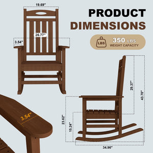 English Elm Outdoor Hdpe Rocking Chair Set Two Oversized Ergonomic Porch Rockers All Season Brown W1859P501266